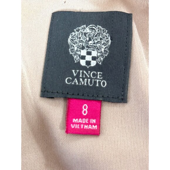 Vince Camuto Dress Lace Overlay Ivory Taupe 8 Above Knee Sheath 3/4 Sleeve Party - Picture 5 of 16